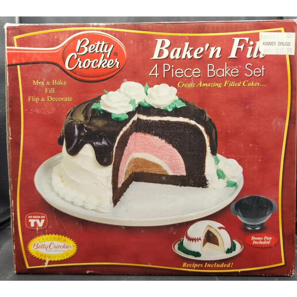 VTG Betty Crocker Bake n Fill Flip & Decorate Bake Pan 4 Pc Baking Set Cake HTF